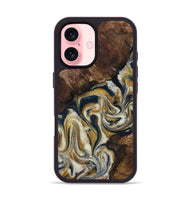 iPhone 16 Wood Phone Case - Sharla (Teal & Gold, 801878)