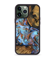 iPhone 13 Pro Max Wood Phone Case - Gunnar (Teal & Gold, 801915)
