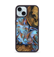iPhone 15 Wood Phone Case - Gunnar (Teal & Gold, 801915)