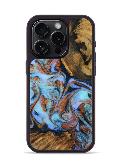 iPhone 15 Pro Wood Phone Case - Gunnar (Teal & Gold, 801915)