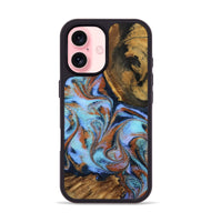 iPhone 16 Wood Phone Case - Gunnar (Teal & Gold, 801915)