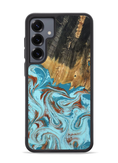 Galaxy S25 Plus Wood Phone Case - Zhuri (Teal & Gold, 801916)