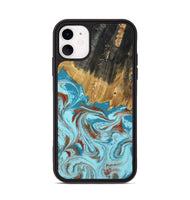 iPhone 11 Wood Phone Case - Zhuri (Teal & Gold, 801916)