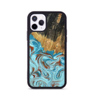 iPhone 11 Pro Wood Phone Case - Zhuri (Teal & Gold, 801916)