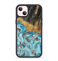 iPhone 14 Plus Wood Phone Case - Zhuri (Teal & Gold, 801916)