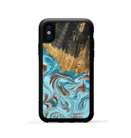 iPhone Xs Wood Phone Case - Zhuri (Teal & Gold, 801916)