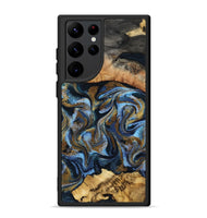 Galaxy S22 Ultra Wood Phone Case - Yael (Teal & Gold, 801917)