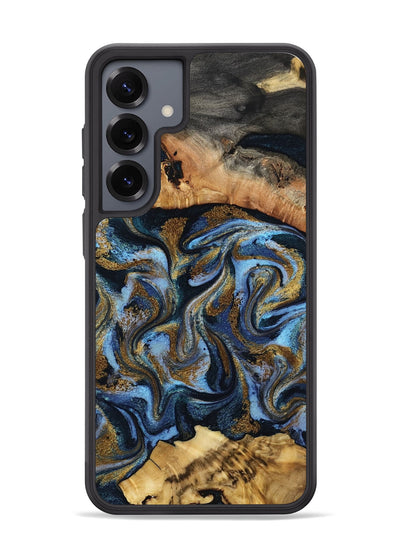 Galaxy S25 Plus Wood Phone Case - Yael (Teal & Gold, 801917)