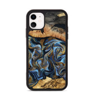 iPhone 11 Wood Phone Case - Yael (Teal & Gold, 801917)