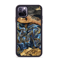 iPhone 11 Pro Max Wood Phone Case - Yael (Teal & Gold, 801917)