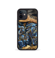 iPhone 12 mini Wood Phone Case - Yael (Teal & Gold, 801917)