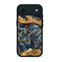 iPhone 17 Air Wood Phone Case - Yael (Teal & Gold, 801917)