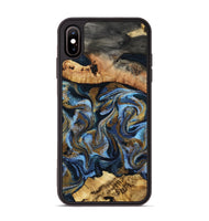 iPhone Xs Max Wood Phone Case - Yael (Teal & Gold, 801917)