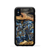 iPhone Xs Wood Phone Case - Yael (Teal & Gold, 801917)