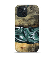 iPhone 15 Wood Live Edge Phone Case - Samatha (Green, 801951)