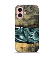 iPhone 16 Wood Live Edge Phone Case - Samatha (Green, 801951)