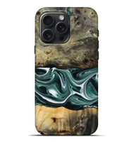 iPhone 16 Pro Max Wood Live Edge Phone Case - Samatha (Green, 801951)