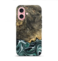 iPhone 16 Wood Live Edge Phone Case - Darci (Green, 801952)