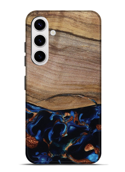 Galaxy S25 Plus Wood Live Edge Phone Case - Samson (Teal & Gold, 801961)