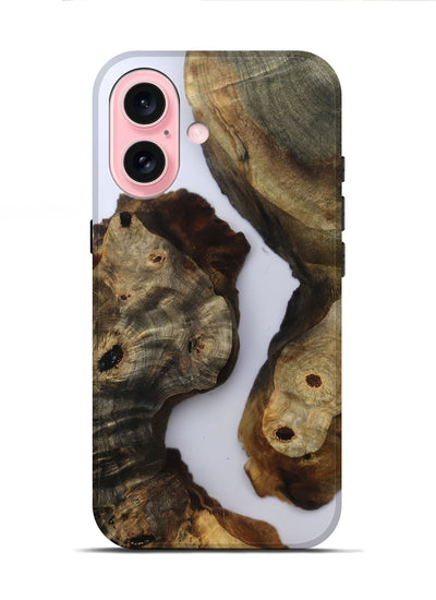 iPhone 16 Wood Live Edge Phone Case - Miley (Clear, 801965)