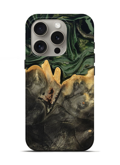 iPhone 16 Pro Wood Live Edge Phone Case - Mabelle (Green, 801968)