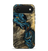 iPhone 17 Air Wood Live Edge Phone Case - Kenzie (Teal & Gold, 801978)