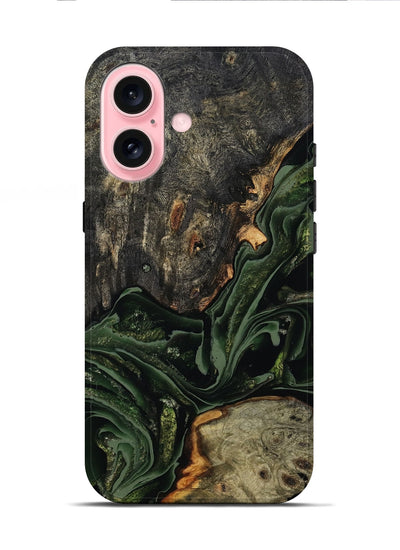 iPhone 16 Wood Live Edge Phone Case - Ruthie (Green, 801979)