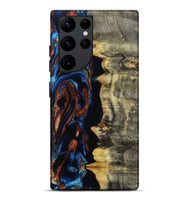 Galaxy S22 Ultra Wood Live Edge Phone Case - Enid (Teal & Gold, 801980)