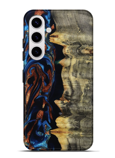 Galaxy S25 Plus Wood Live Edge Phone Case - Enid (Teal & Gold, 801980)