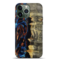 iPhone 13 Pro Max Wood Live Edge Phone Case - Enid (Teal & Gold, 801980)