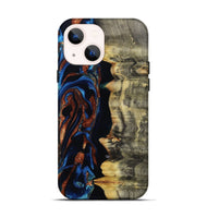 iPhone 14 Wood Live Edge Phone Case - Enid (Teal & Gold, 801980)