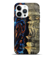 iPhone 15 Pro Max Wood Live Edge Phone Case - Enid (Teal & Gold, 801980)