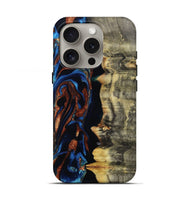 iPhone 16 Pro Wood Live Edge Phone Case - Enid (Teal & Gold, 801980)
