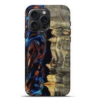 iPhone 16 Pro Max Wood Live Edge Phone Case - Enid (Teal & Gold, 801980)