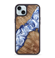 iPhone 15 Plus Wood Phone Case - Arrie (Blue, 801991)