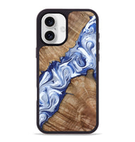 iPhone 16 Plus Wood Phone Case - Arrie (Blue, 801991)