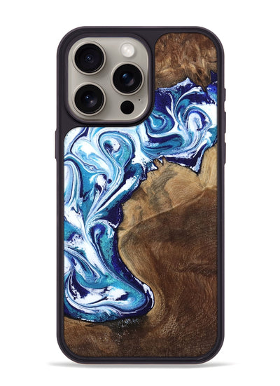 iPhone 15 Pro Max Wood Phone Case - Rob (Blue, 801992)