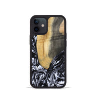 iPhone 12 mini Wood Phone Case - Curley (Black & White, 802000)