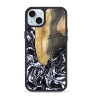 iPhone 15 Plus Wood Phone Case - Curley (Black & White, 802000)