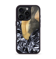 iPhone 16 Pro Wood Phone Case - Curley (Black & White, 802000)
