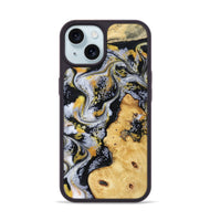 iPhone 15 Wood Phone Case - Vincent (Black & White, 802001)