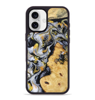 iPhone 16 Plus Wood Phone Case - Vincent (Black & White, 802001)