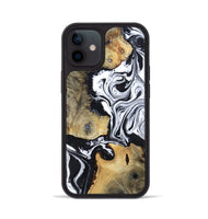 iPhone 12 Wood Phone Case - Keara (Black & White, 802002)