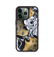 iPhone 13 Pro Wood Phone Case - Keara (Black & White, 802002)