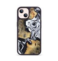 iPhone 14 Wood Phone Case - Keara (Black & White, 802002)