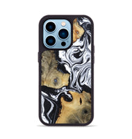 iPhone 14 Pro Wood Phone Case - Keara (Black & White, 802002)