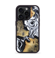 iPhone 15 Pro Wood Phone Case - Keara (Black & White, 802002)