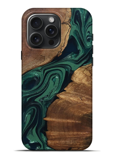 iPhone 16 Pro Max Wood Live Edge Phone Case - Yara (Green, 802060)