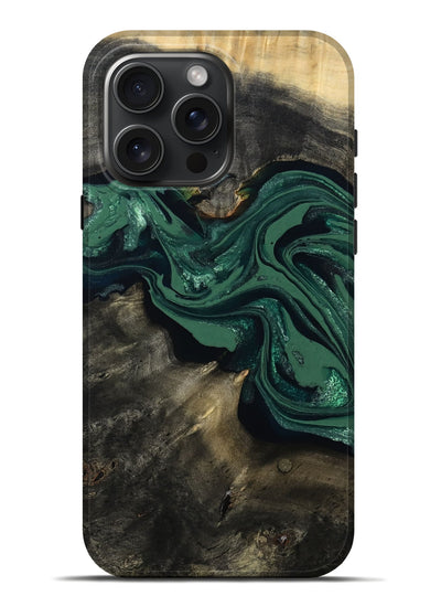 iPhone 16 Pro Max Wood Live Edge Phone Case - Carol (Green, 802061)