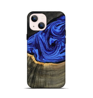 iPhone 13 mini Wood Live Edge Phone Case - Eliseo (Blue, 802063)